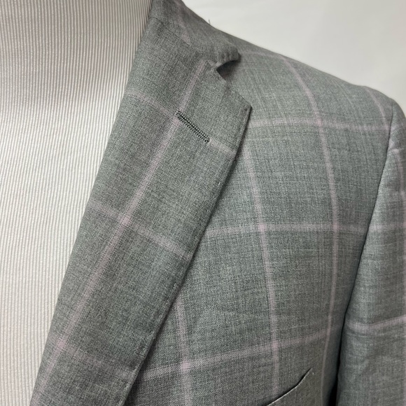 Tom James Royal Classic Custom Men’s 40S Bespoke Gray Pink Windowpane Plaid Suit - Picture 2 of 11
